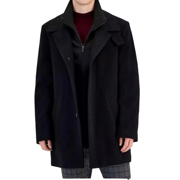 Calvin Klein Men's Classic Fit Black Wool Blend Over coat out of stock SzL NEW! - Picture 7 of 14